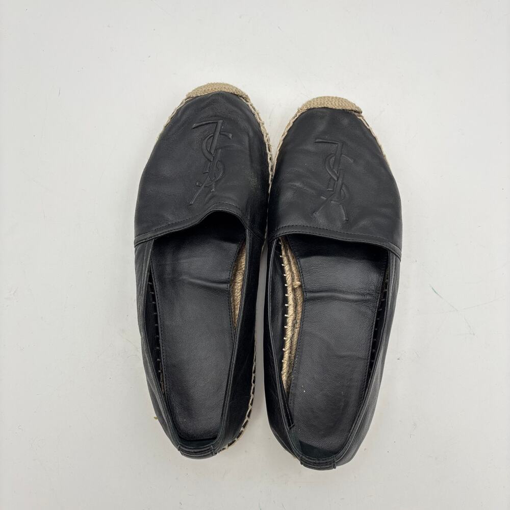 YSL Saint Laurent Logo Leather Espadrille Shoes Women's 39 US 9 - Picture 6 of 15